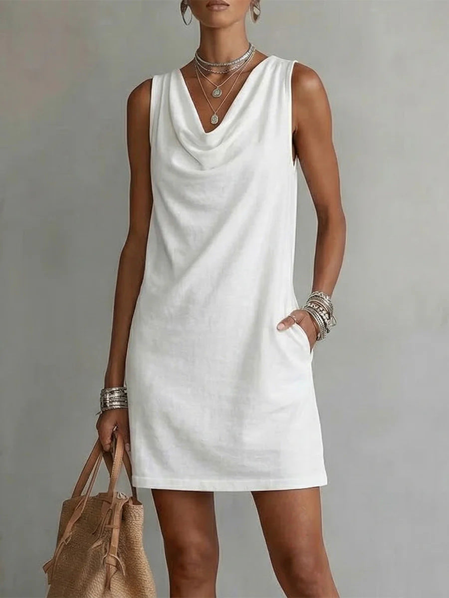 Women's Sleeveless Draped-Neck Bodycon Dress (photo 5)