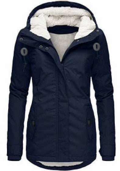 Women's Hooded Fleece Zip Jacket with Buckle (photo 10)