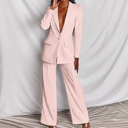 Women's Lapel Blazer and Straight-Leg Pants Set (photo 12)
