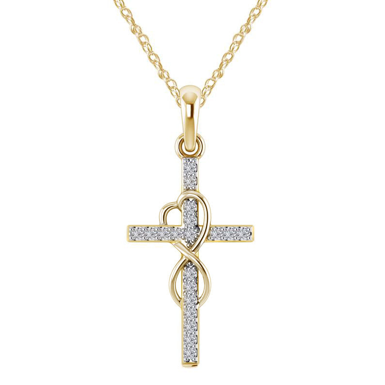 Rhinestone Cross Pendant Necklace (photo 6)