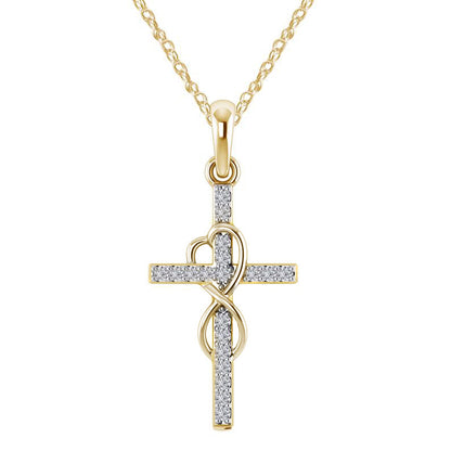 Rhinestone Cross Pendant Necklace (photo 6)