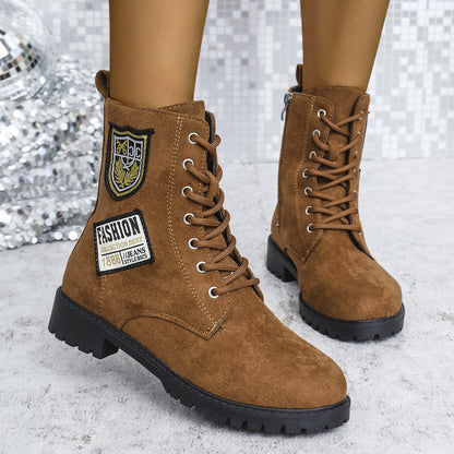 Women's Lace-Up Chunky Heel Ankle Boots (photo 3)