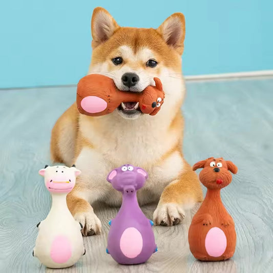 Latex Dog Chew Toys with Squeaker, 4 Pack