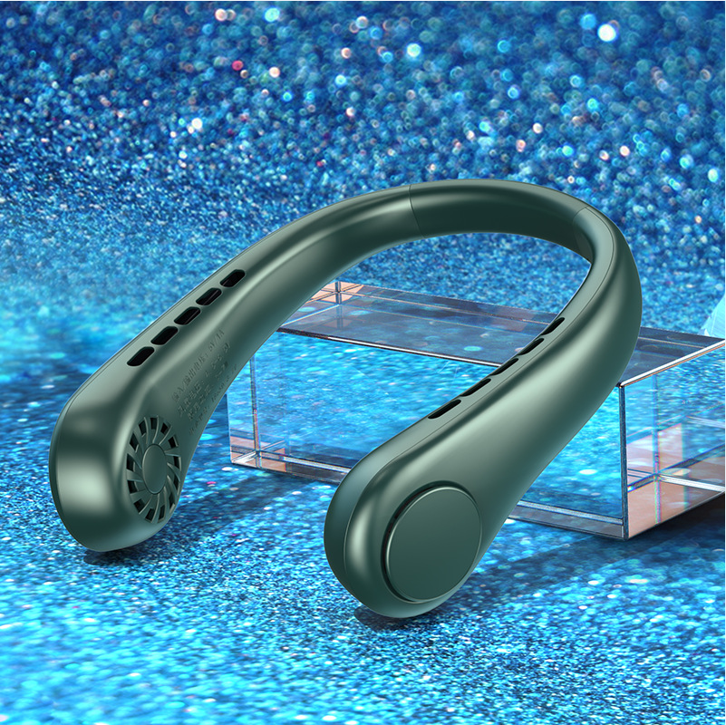 Bladeless Neck Fan, USB Rechargeable, 3 or 5 Speeds – Green