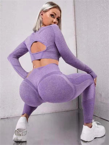 Women's 2-Piece Long-Sleeve Cut-Out Top and Leggings Set (photo 8)
