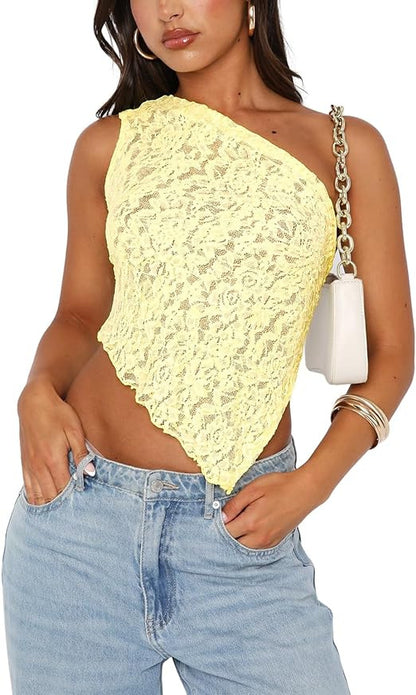 Women's Lace Backless Asymmetric Cami Top (photo 13)