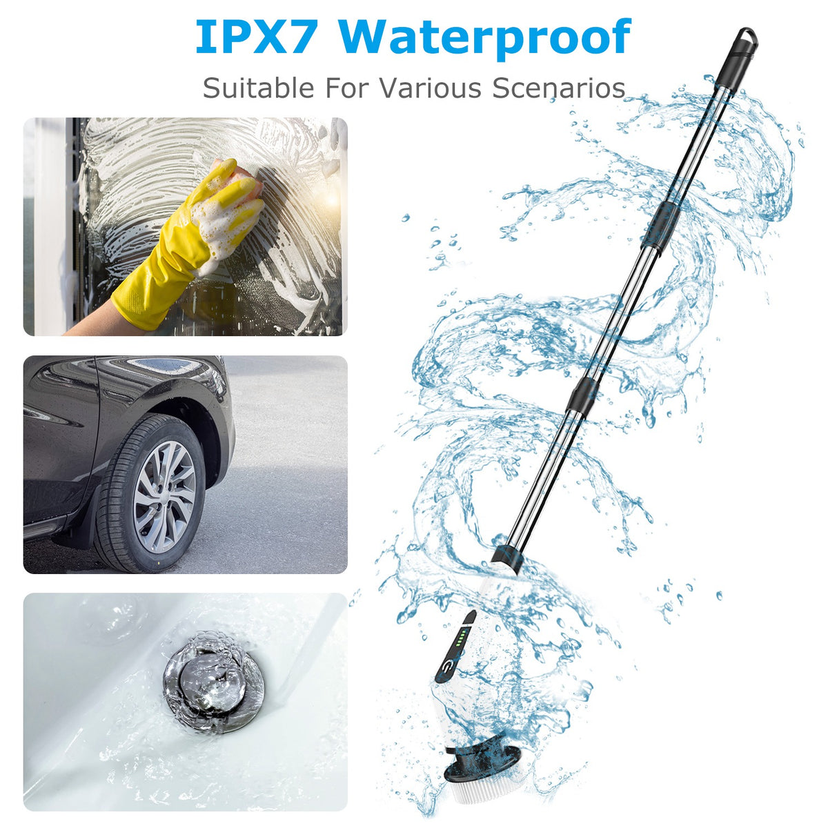 Cordless Electric Spin Scrubber with 8 Brush Heads and Extension Arm (photo 5)
