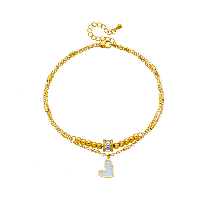 Double-Layer Heart Charm Anklet (photo 6)