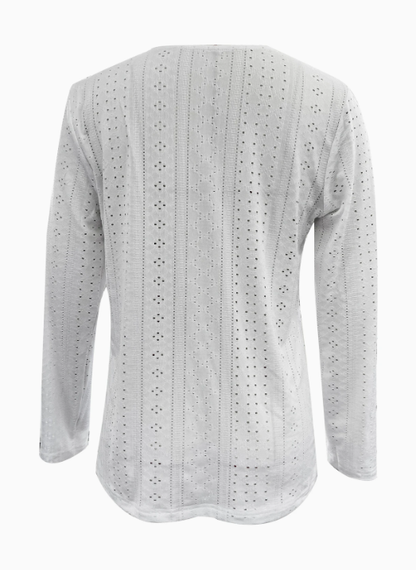 Women's V-Neck Long-Sleeve Blouse with Decorative Buttons (photo 5)