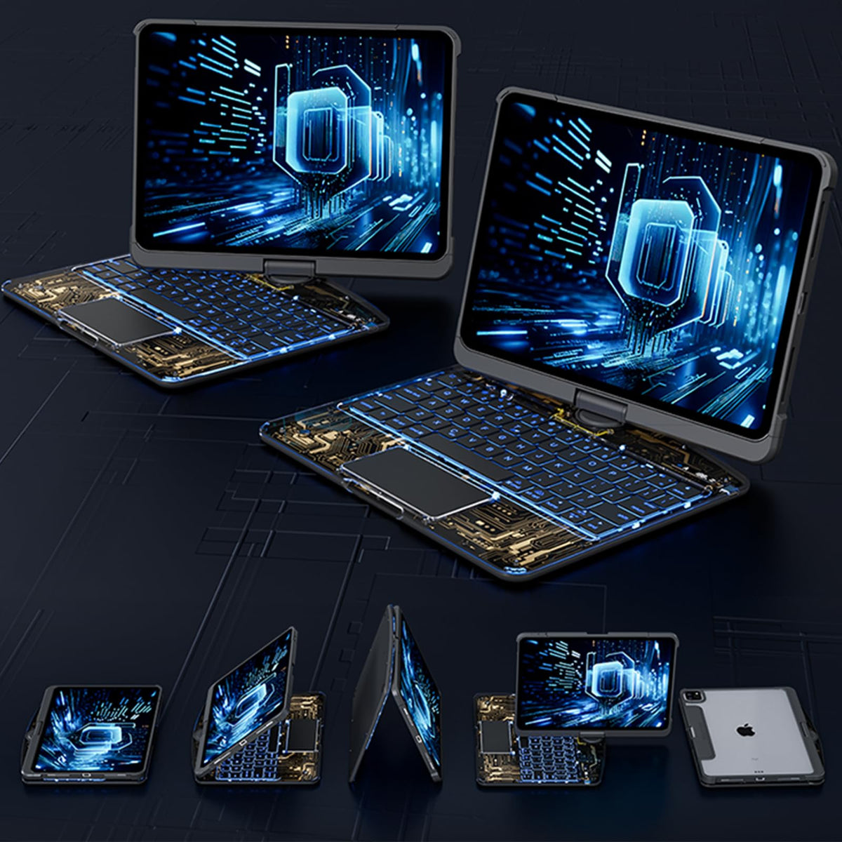 360° Rotating Clear Keyboard Case for iPad with Trackpad (photo 3)