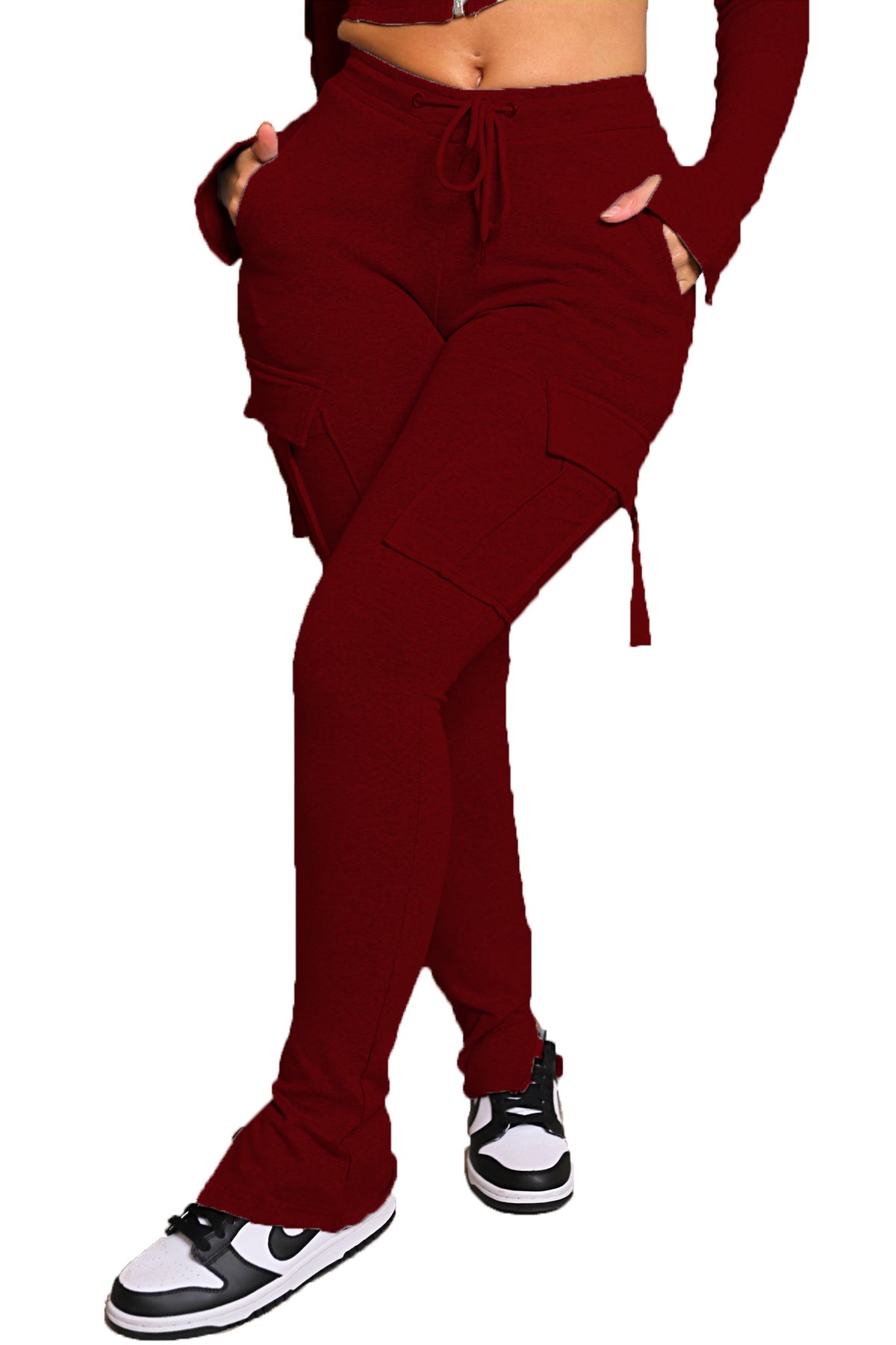 Women's High-Waist Drawstring Cargo Pants (photo 9)