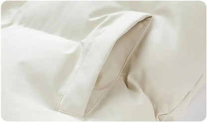 Close-up of the white parka's side pocket