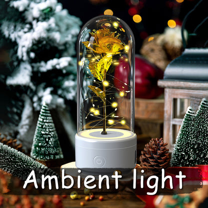 Preserved Rose LED Light and Bluetooth Speaker in Glass Dome (photo 3)