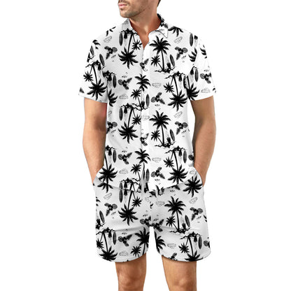 Men's Printed Beach Shirt and Drawstring Shorts Set (photo 4)