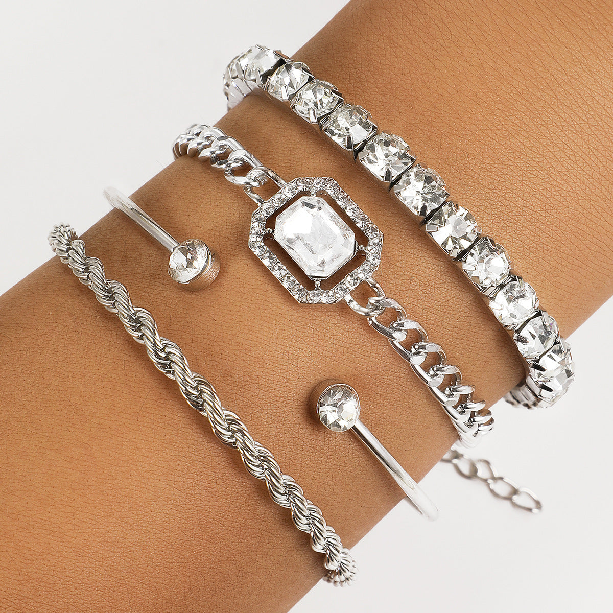4-Piece Rhinestone Bracelet Set (photo 3)
