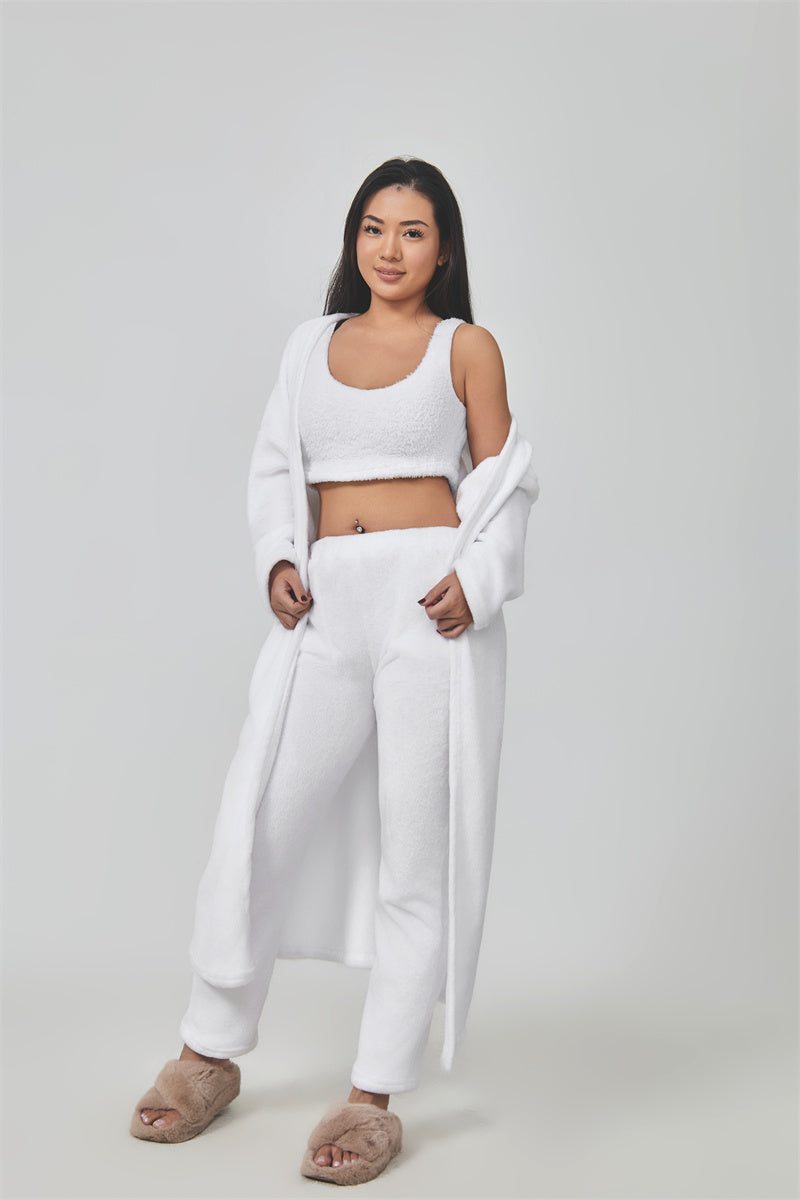 Women's 3-Piece Knit Lounge Set: Crop Top, Wide-Leg Pants and Cardigan (photo 33)