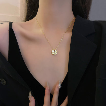 Four-Leaf Clover Heart Pendant Necklace (photo 2)