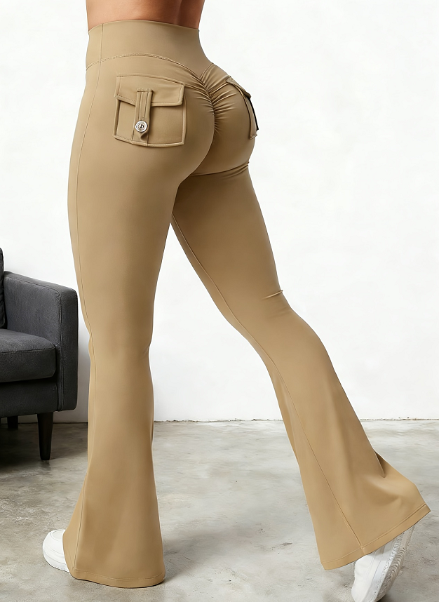 Women's High-Waist Flared Yoga Pants with Pockets (photo 9)