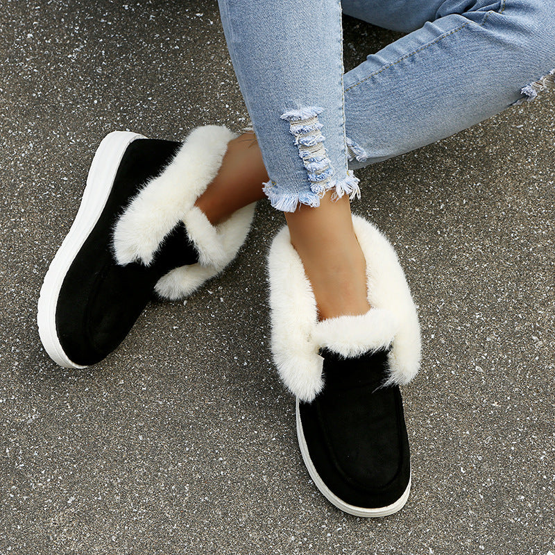 Women's Slip-On Snow Boots with Plush Collar and Lining (photo 4)