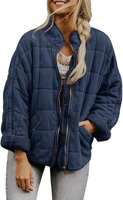 Women's Zip-Up Stand-Collar Jacket with Pockets (photo 7)