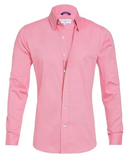 Men's Lapel Zip-Front Long-Sleeve Shirt (photo 7)