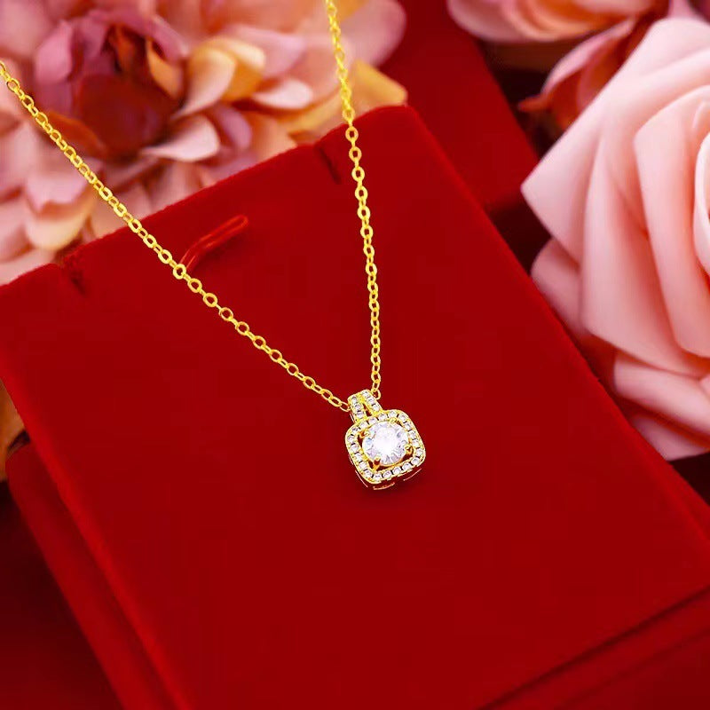 Zircon Pendant Necklace, Stud Earrings and Ring Set (photo 3)