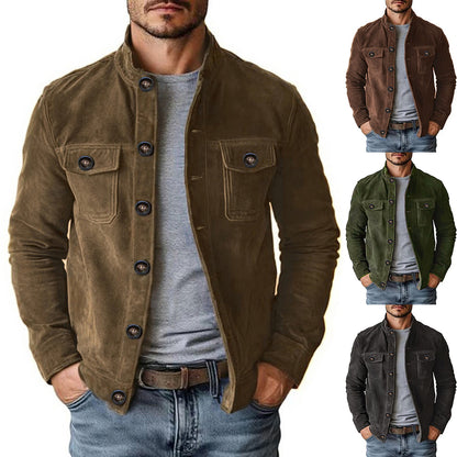 Men's Vintage Faux Suede Single-Breasted Jacket