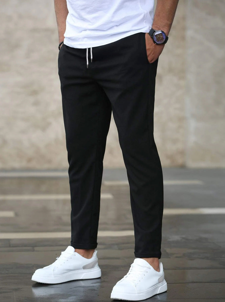Men's Slim Drawstring Pants with Pockets (photo 7)