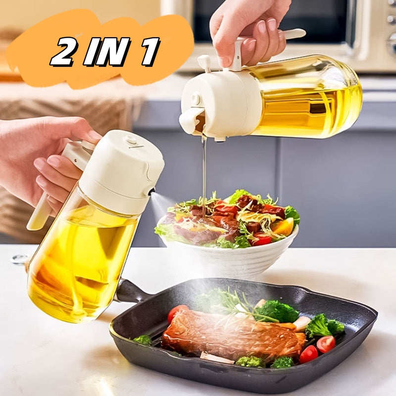 2-in-1 Glass Oil Sprayer and Pourer, 470 ml