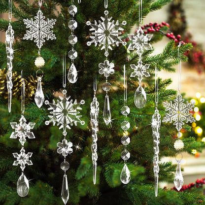Clear Acrylic Icicle Christmas Ornaments, 10 Pcs (photo 2)