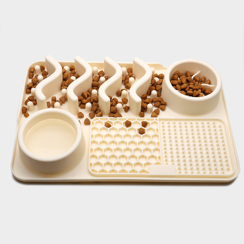 Silicone Lick Mat and Slow Feeder Bowl for Dogs, Small or Large – Small, Milky White