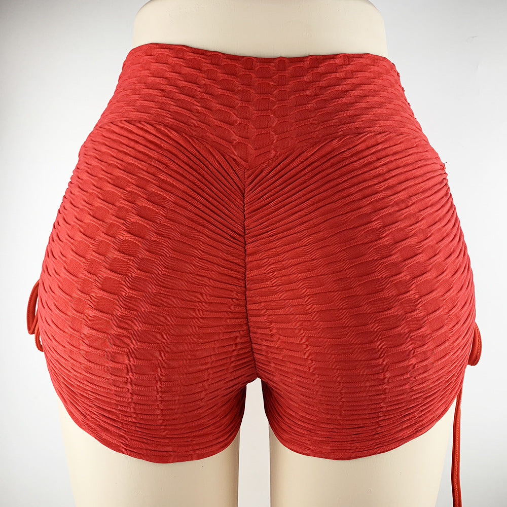 Women's Textured Drawstring Workout Shorts (photo 4)