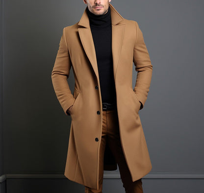 Men's Single-Breasted Mid-Length Overcoat