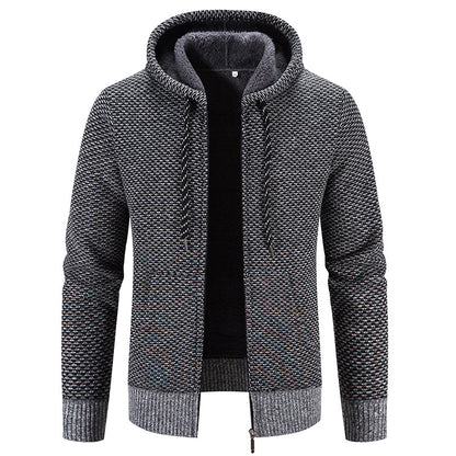 Men's Hooded Plush Zip-Up Sweater Jacket (photo 5)
