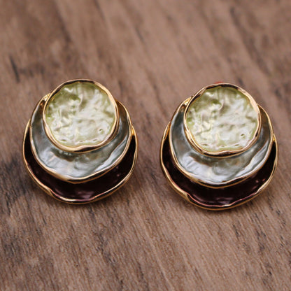 Enamel Round Geometric Earrings (photo 10)