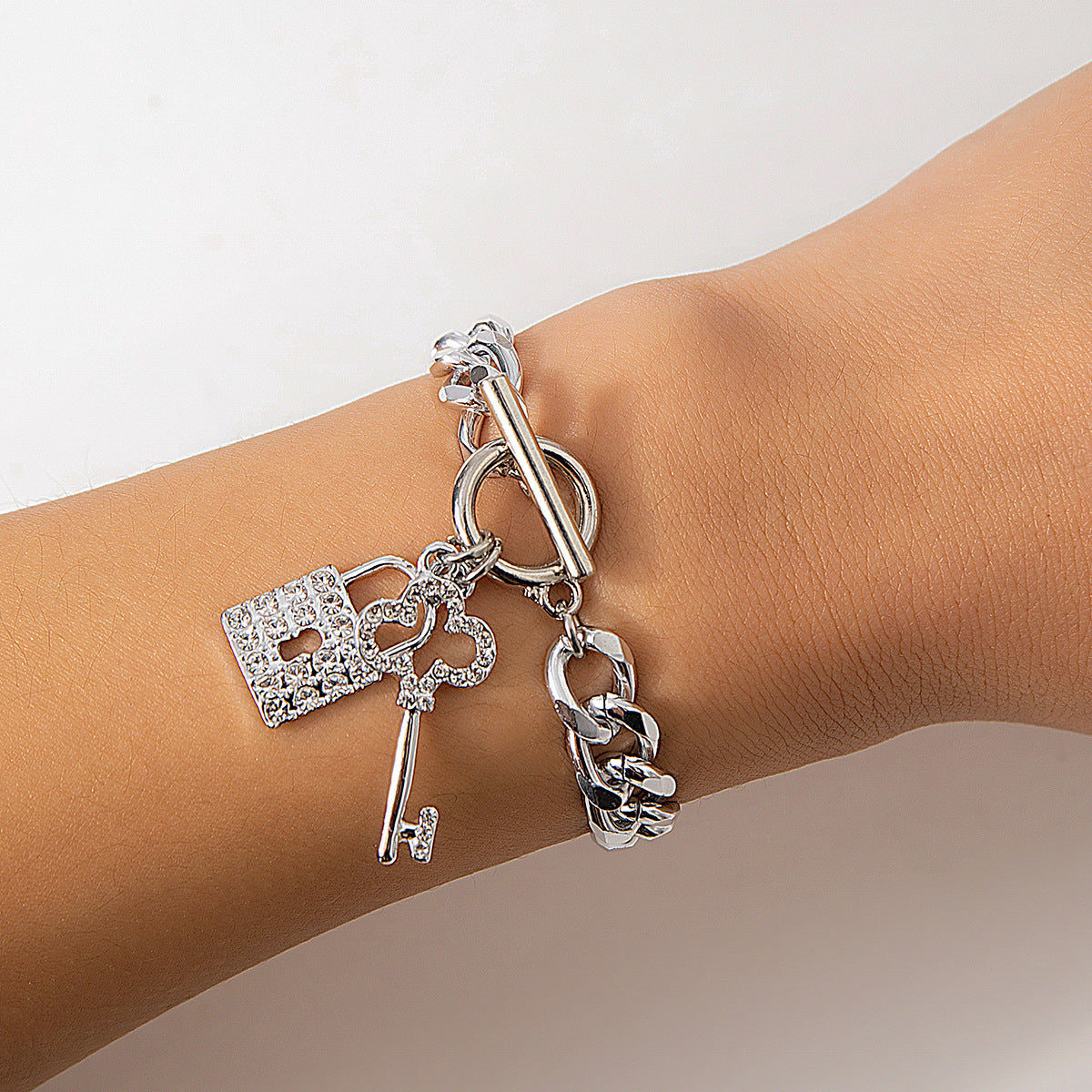 Chunky Chain Lock and Key Necklace or Bracelet (photo 16)
