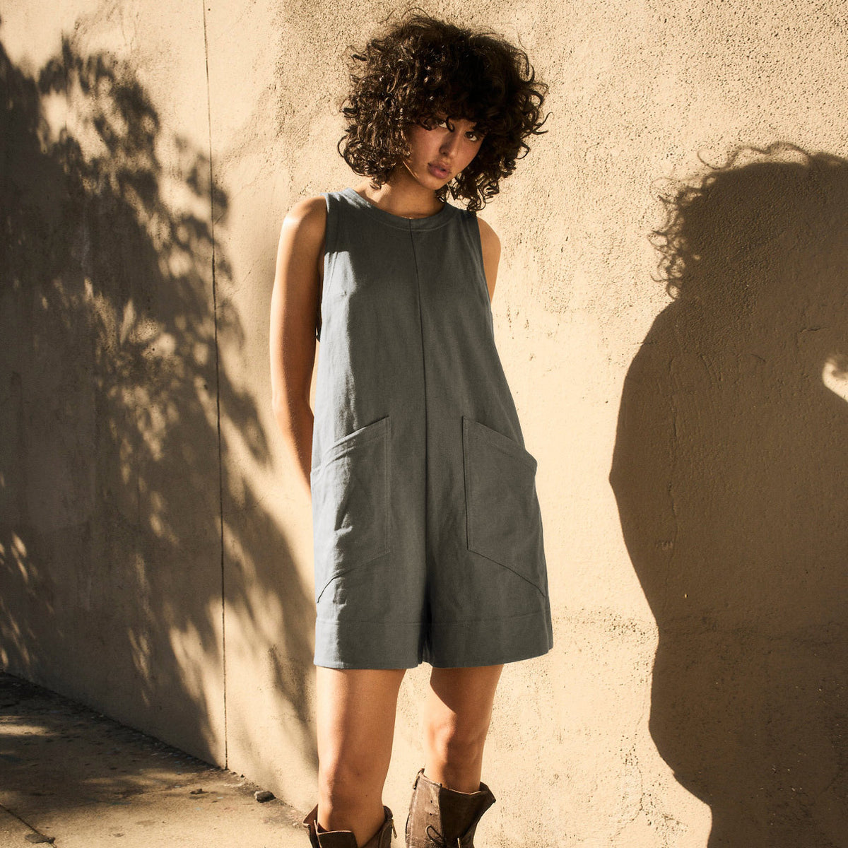 Women's Loose Cargo Short Overalls with Pockets (photo 9)