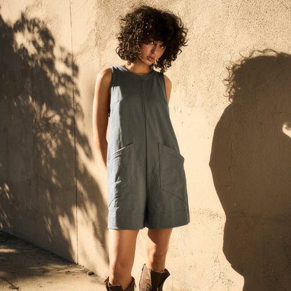 Women's Loose Cargo Short Overalls with Pockets (photo 9)