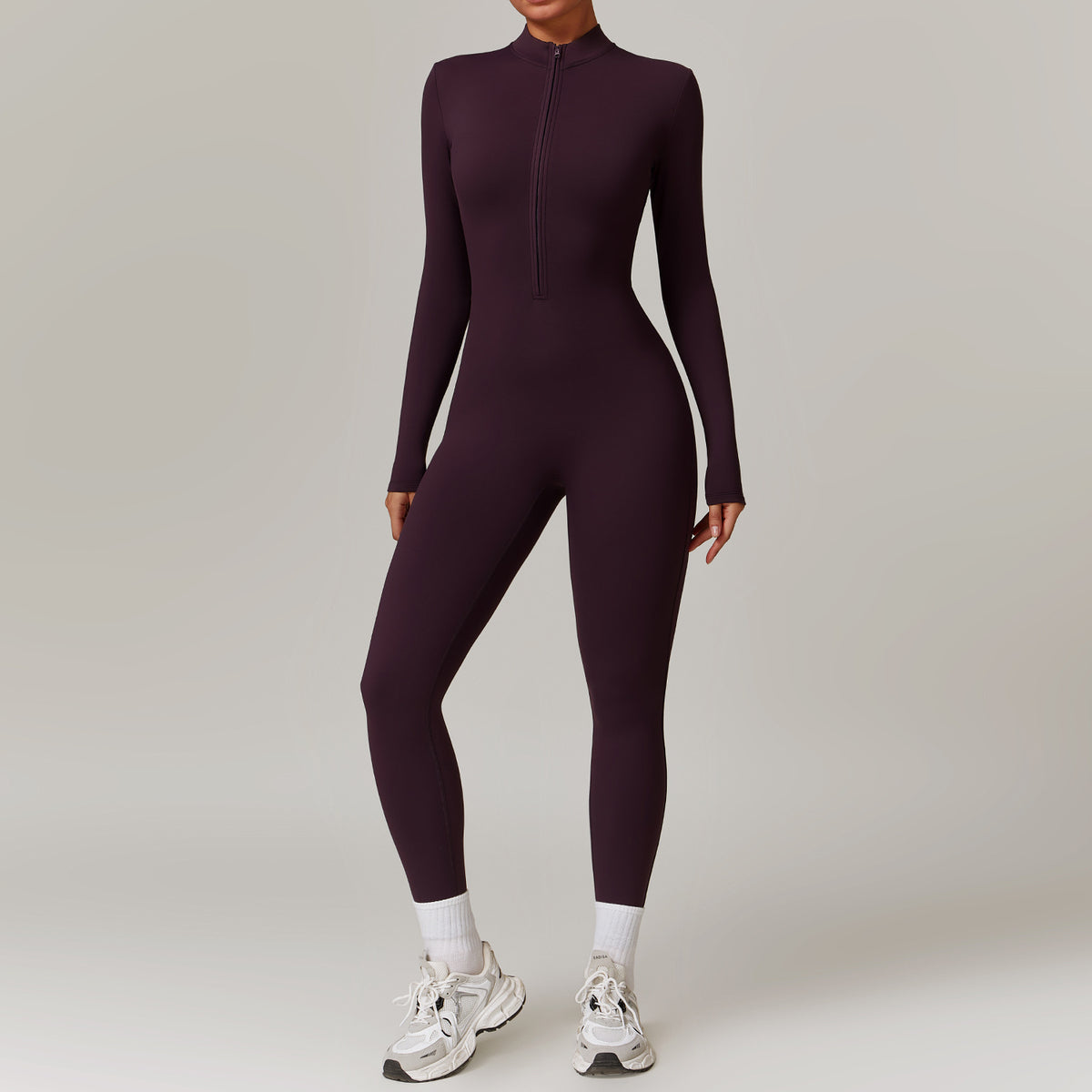 Women's Fleece-Lined Zip Long-Sleeve Yoga Jumpsuit (photo 9)