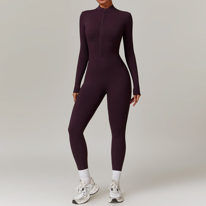 Women's Fleece-Lined Zip Long-Sleeve Yoga Jumpsuit (photo 9)