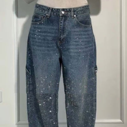 Women's Shiny Straight Wide-Leg Jeans (photo 6)