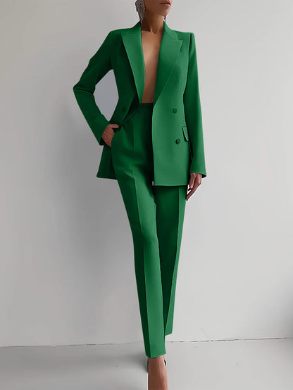 Women's Single-Breasted Jacket and Slim Trousers Suit (photo 12)