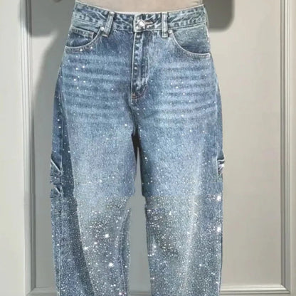 Women's Shiny Straight Wide-Leg Jeans (photo 5)
