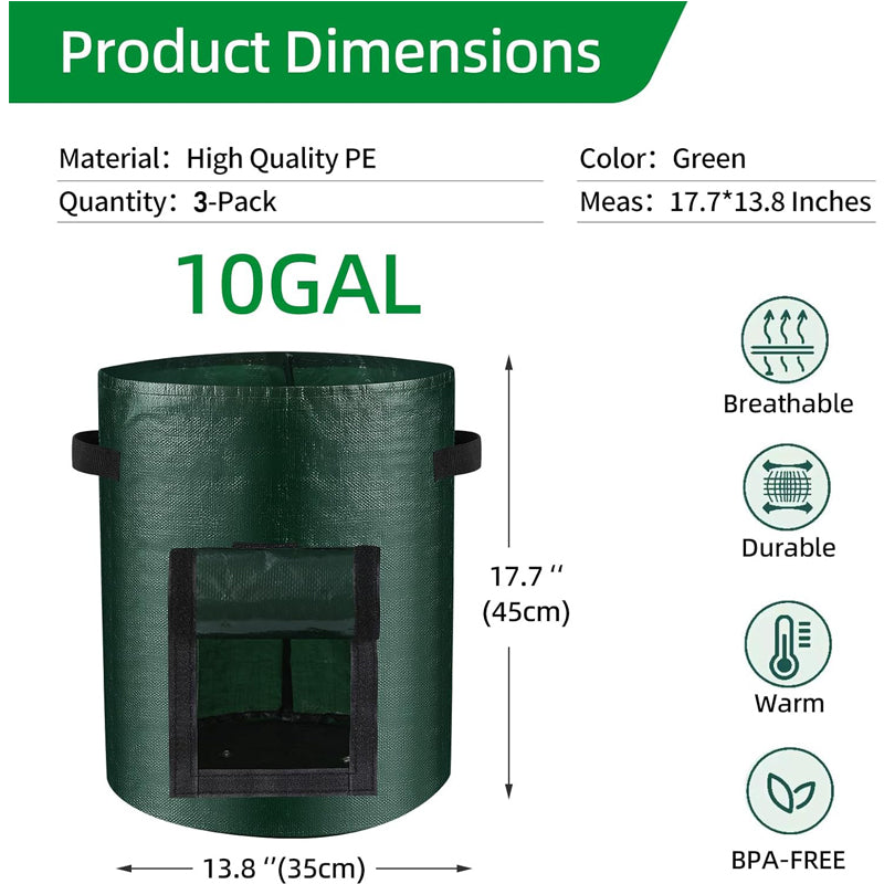 10-Gallon Fabric Grow Bags with Flap and Handles, 6 Pack (photo 2)