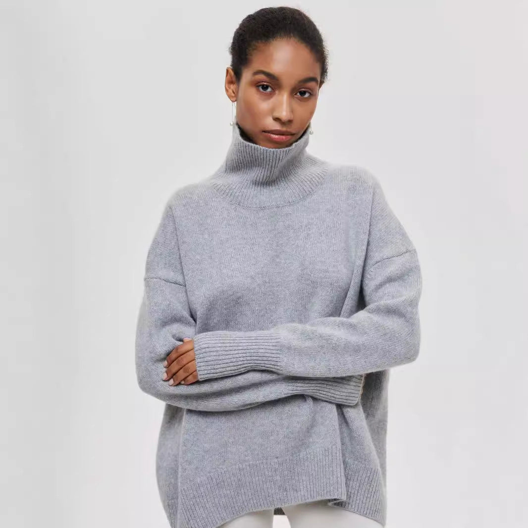 Women's Solid Turtleneck Pullover Sweater (photo 3)
