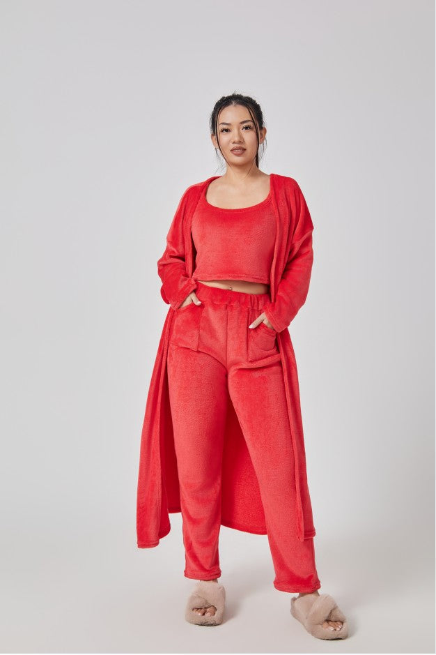 Women's 3-Piece Knit Lounge Set: Crop Top, Wide-Leg Pants and Cardigan (photo 23)
