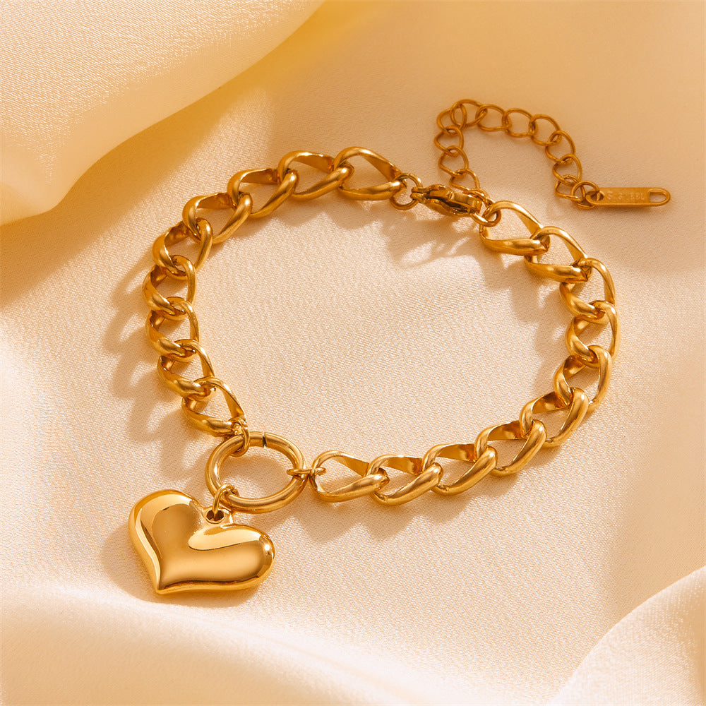 Gold-Tone Titanium Steel Chain Bracelet