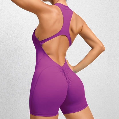 Women's Zip-Front Sleeveless Shorts Bodysuit (photo 11)