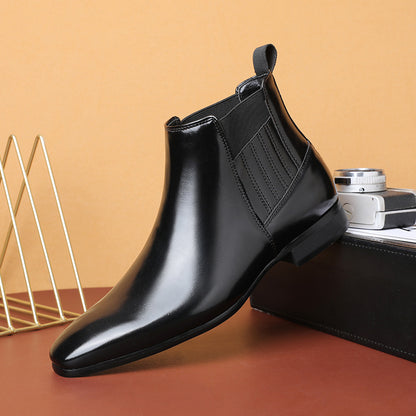 Men's Pointed-Toe Chelsea Boots with Block Heel (photo 8)