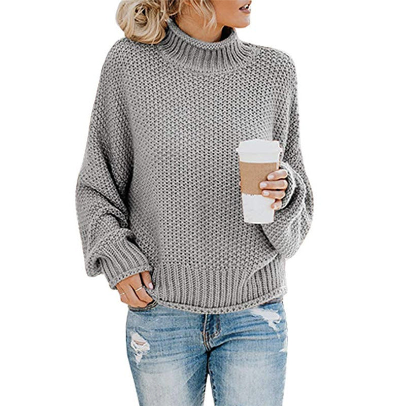 Women's Solid Turtleneck Knit Pullover (photo 9)